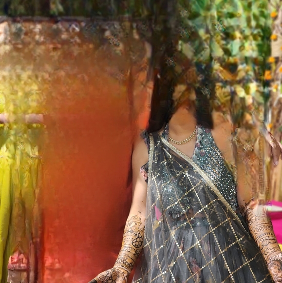Designer Mehendi Green Printed Lahenga set - Picture 3 of 4